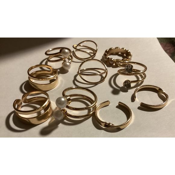 4064 NWOP Set of 10 Gold Stacking Rings Bohemian Style Gold Ring Set - Picture 1 of 1